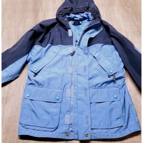 Lands End Zip Windbreaker, Hooded, Pockets, Women's Size M 10-12, Blue Gorp - Picture 2 of 16